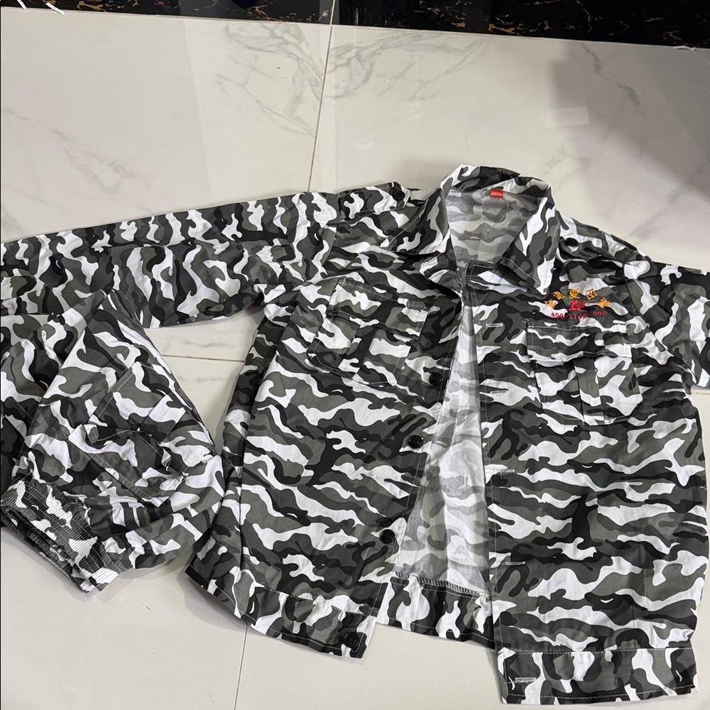 Camo Utility Jacket in Black, Gray & White